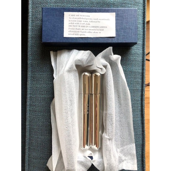 Vintage Sheffield London Hallmarked Polished Pewter Combo Hip Flask Cigar Case - Picture 1 of 12